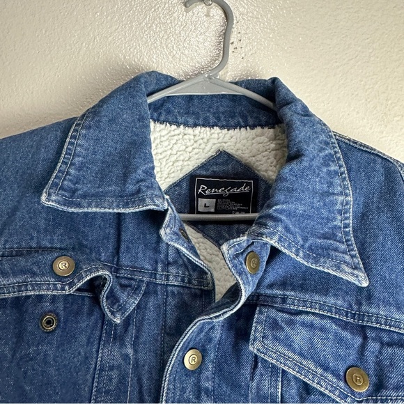 Renegade Denim Vintage Jacket Sherpa Lined Size Large - Picture 3 of 8